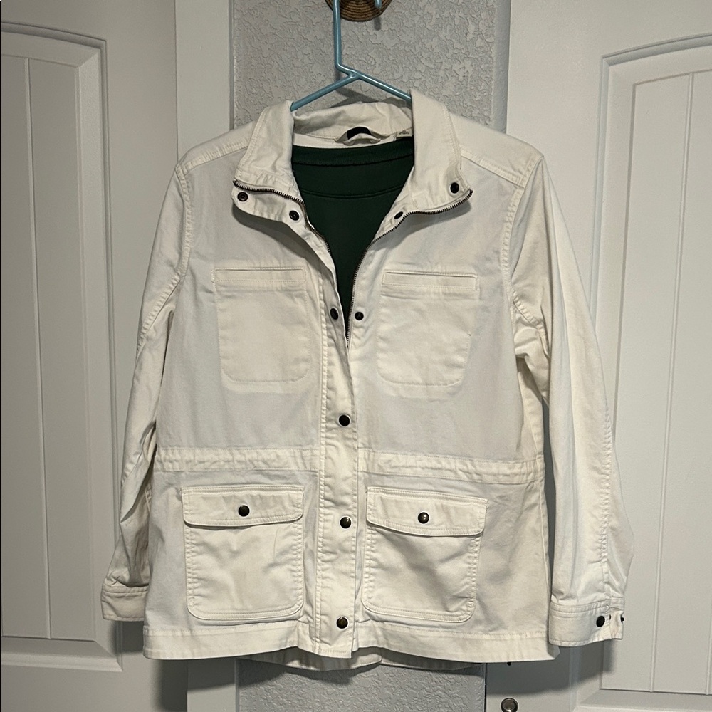 L.L. Bean White Bomber Jacket L - Picture 1 of 6